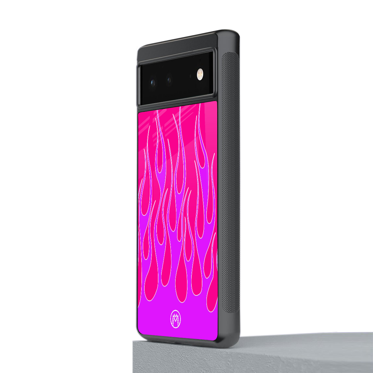 y2k hot pink flames back phone cover | glass case for google pixel 6