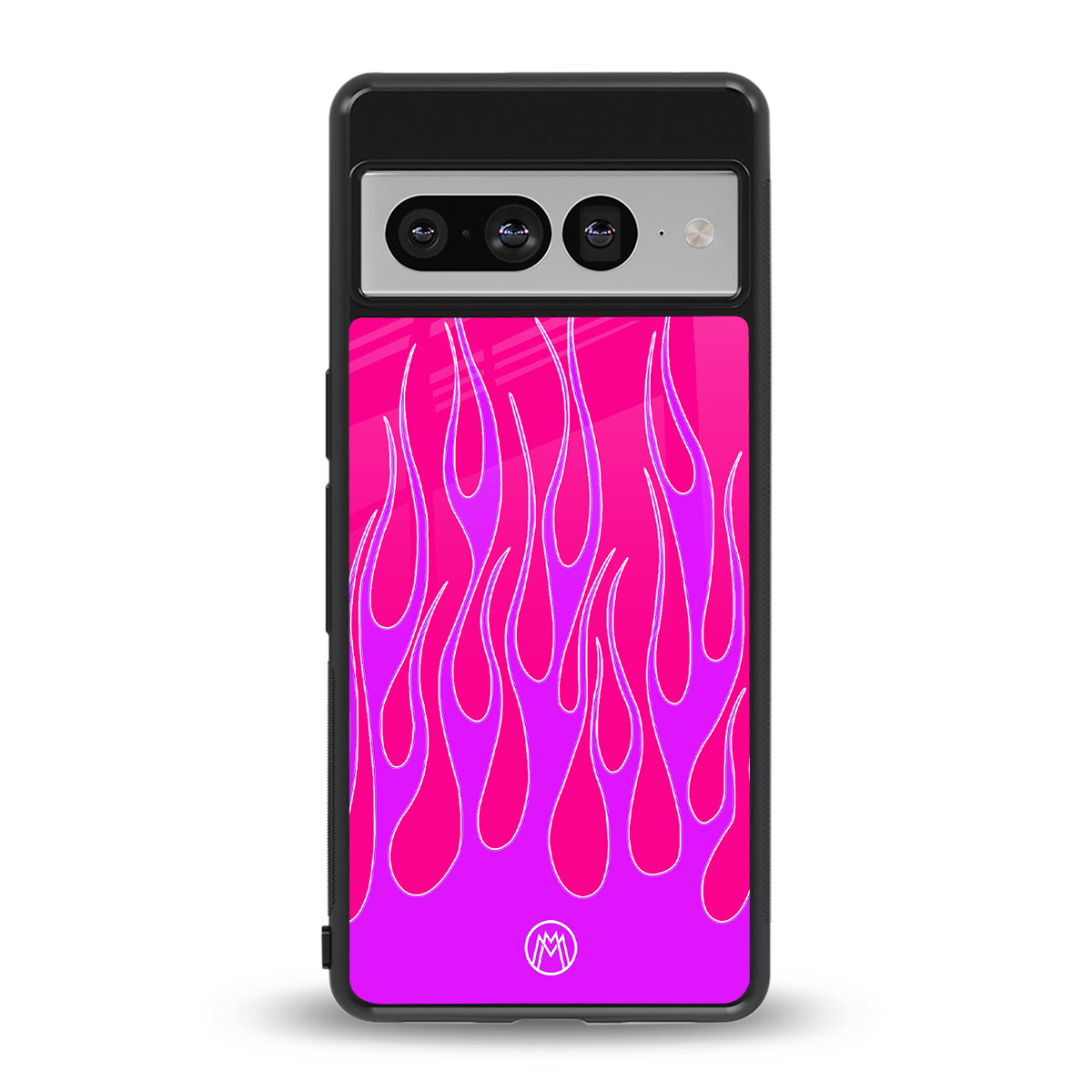 y2k hot pink flames back phone cover | glass case for google pixel 7 pro