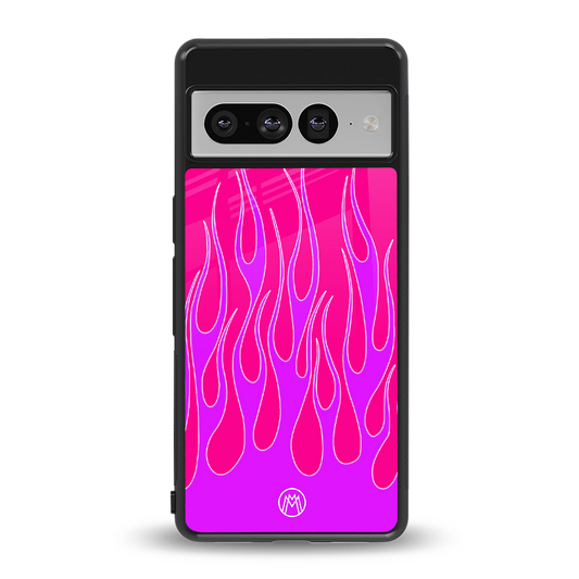 y2k hot pink flames back phone cover | glass case for google pixel 7 pro