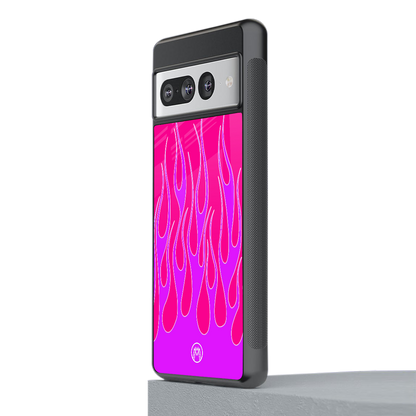 y2k hot pink flames back phone cover | glass case for google pixel 7 pro