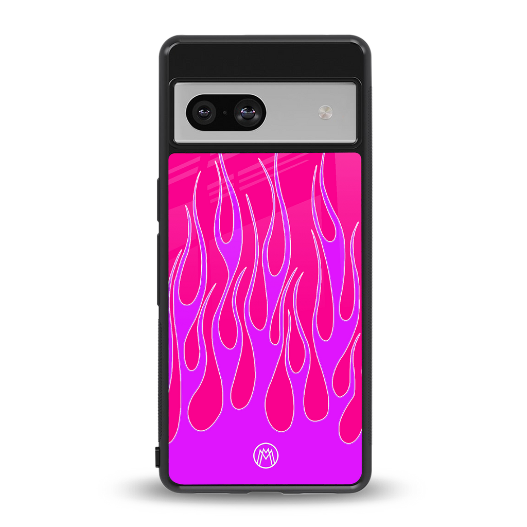 y2k hot pink flames back phone cover | glass case for Google Pixel 7