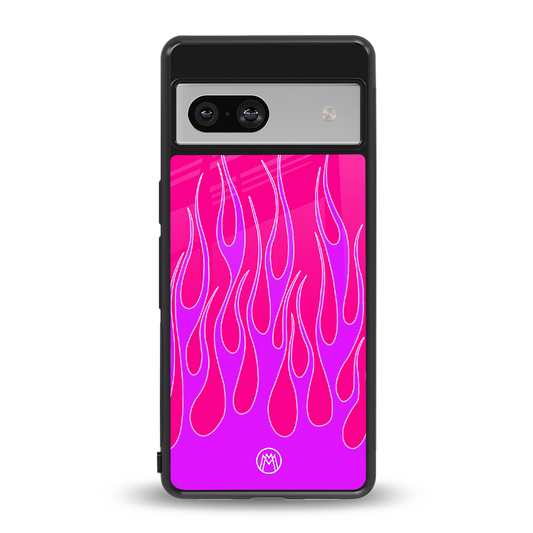 y2k hot pink flames back phone cover | glass case for Google Pixel 7