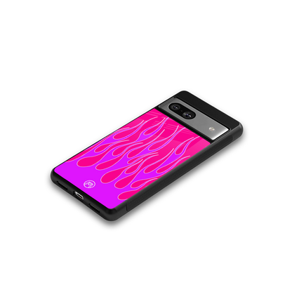y2k hot pink flames back phone cover | glass case for Google Pixel 7