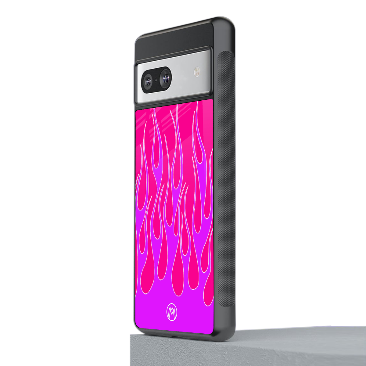 y2k hot pink flames back phone cover | glass case for Google Pixel 7