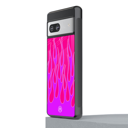 y2k hot pink flames back phone cover | glass case for Google Pixel 7