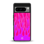 y2k hot pink flames back phone cover | glass case for google pixel 8 pro
