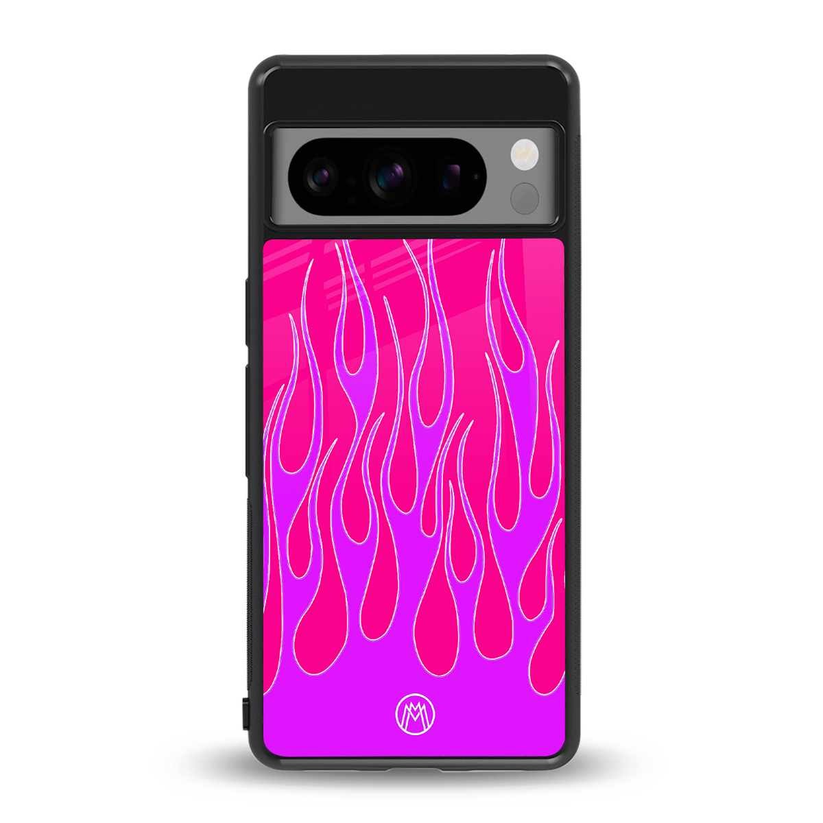 y2k hot pink flames back phone cover | glass case for google pixel 8 pro