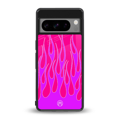 y2k hot pink flames back phone cover | glass case for google pixel 8 pro