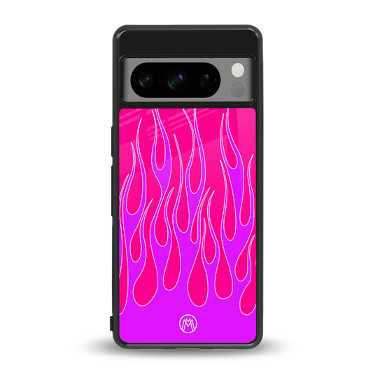 y2k hot pink flames back phone cover | glass case for google pixel 8 pro