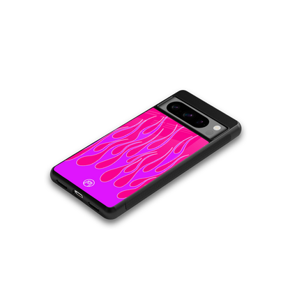 y2k hot pink flames back phone cover | glass case for google pixel 8 pro