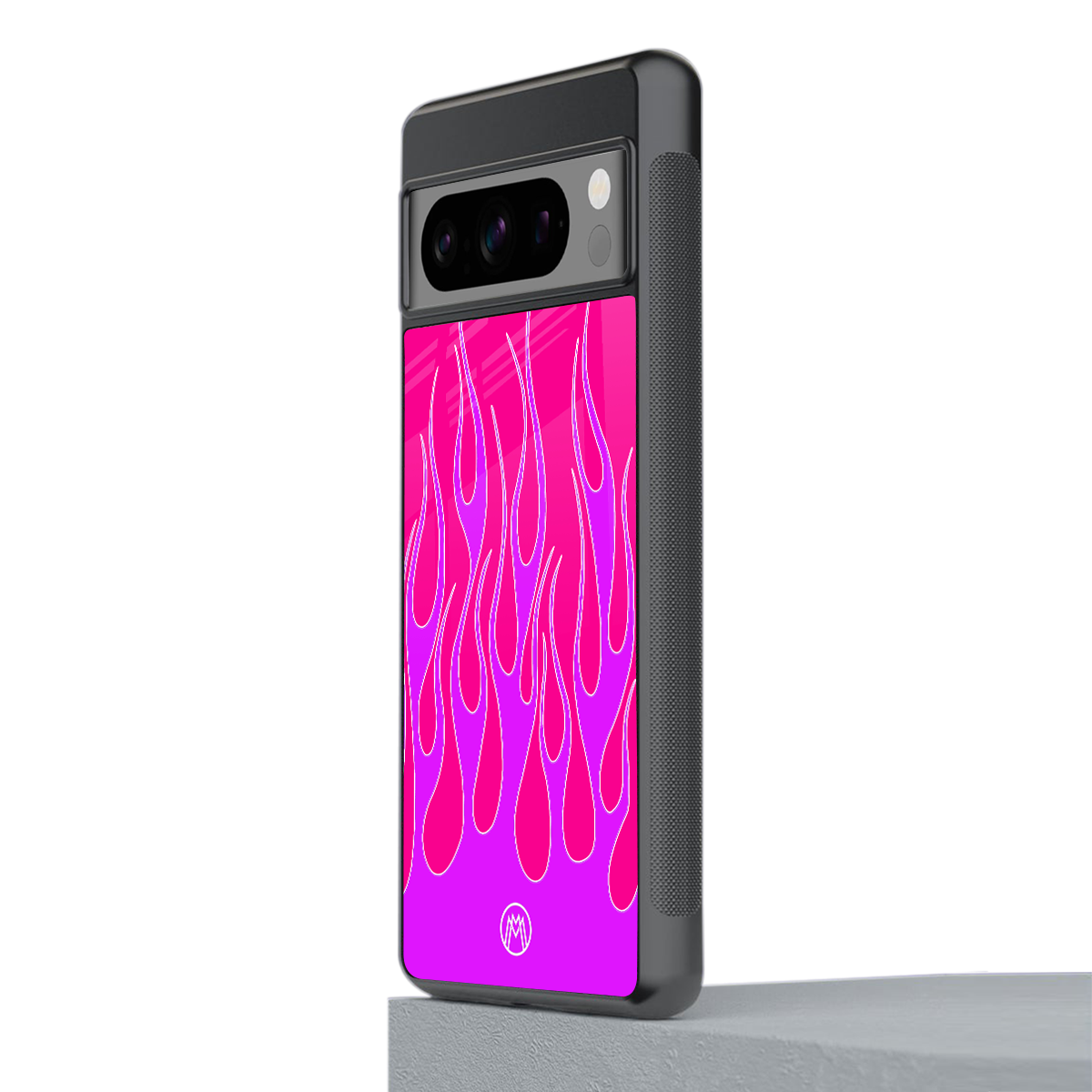 y2k hot pink flames back phone cover | glass case for google pixel 8 pro