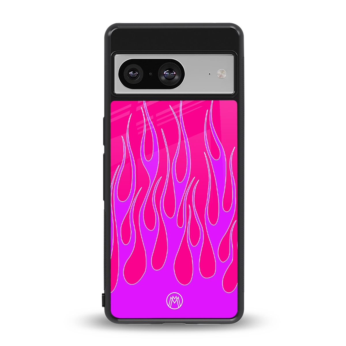 y2k hot pink flames back phone cover | glass case for Google Pixel 8