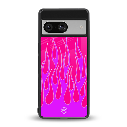 y2k hot pink flames back phone cover | glass case for Google Pixel 8
