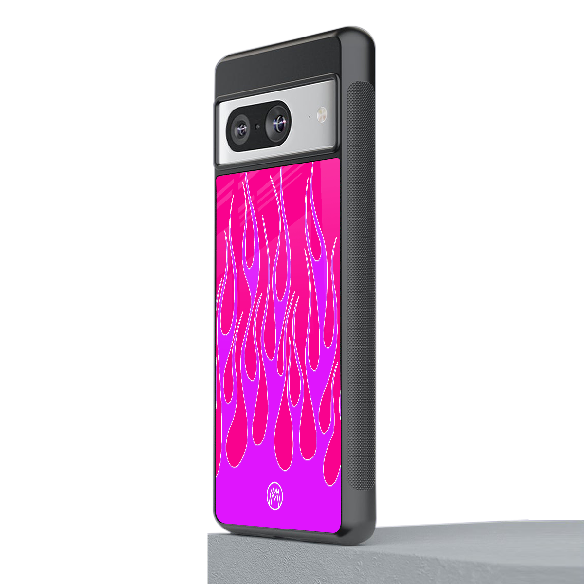 y2k hot pink flames back phone cover | glass case for Google Pixel 8