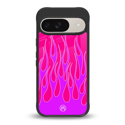 y2k hot pink flames back phone cover | glass case for google pixel 9