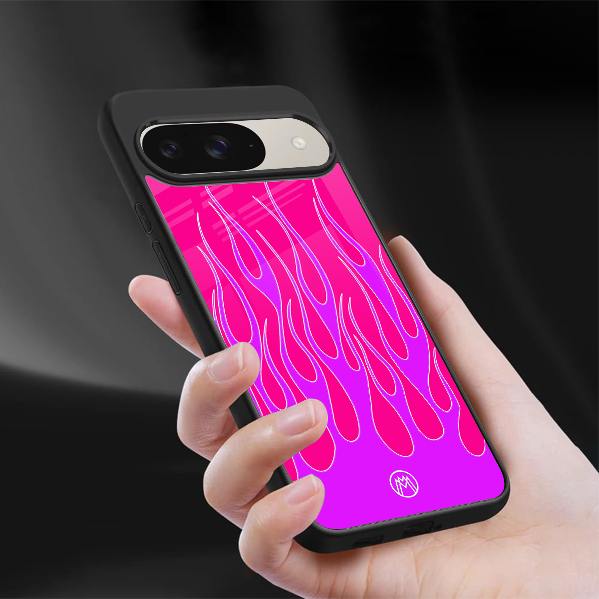 y2k hot pink flames back phone cover | glass case for google pixel 9
