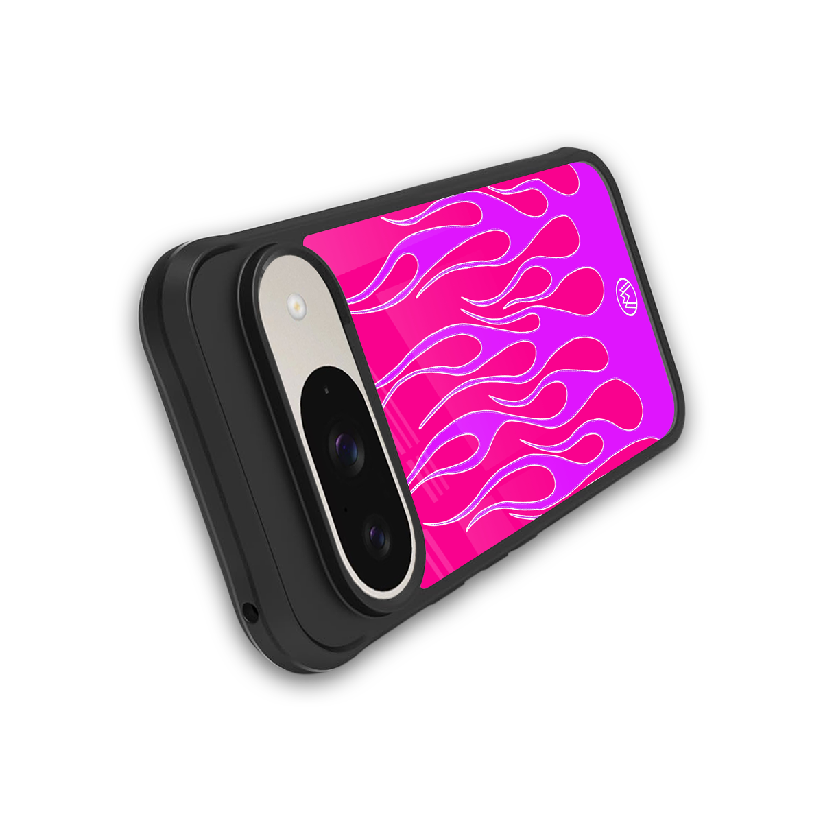 y2k hot pink flames back phone cover | glass case for google pixel 9