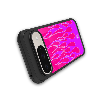y2k hot pink flames back phone cover | glass case for google pixel 9