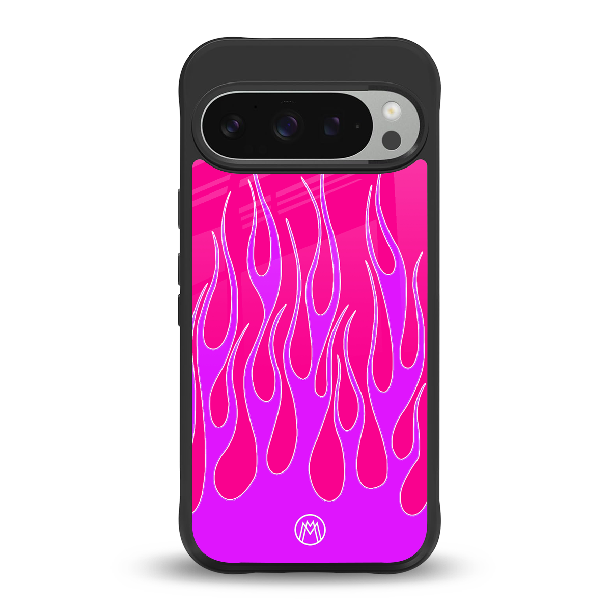 y2k hot pink flames back phone cover | glass case for google pixel 9 pro