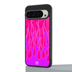 y2k hot pink flames back phone cover | glass case for google pixel 9 pro