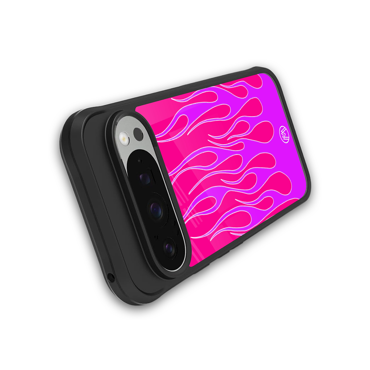 y2k hot pink flames back phone cover | glass case for google pixel 9 pro