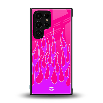 y2k hot pink flames back phone cover | glass case for samsung galaxy s24 ultra