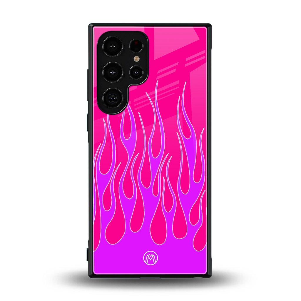 y2k hot pink flames back phone cover | glass case for samsung galaxy s23 ultra