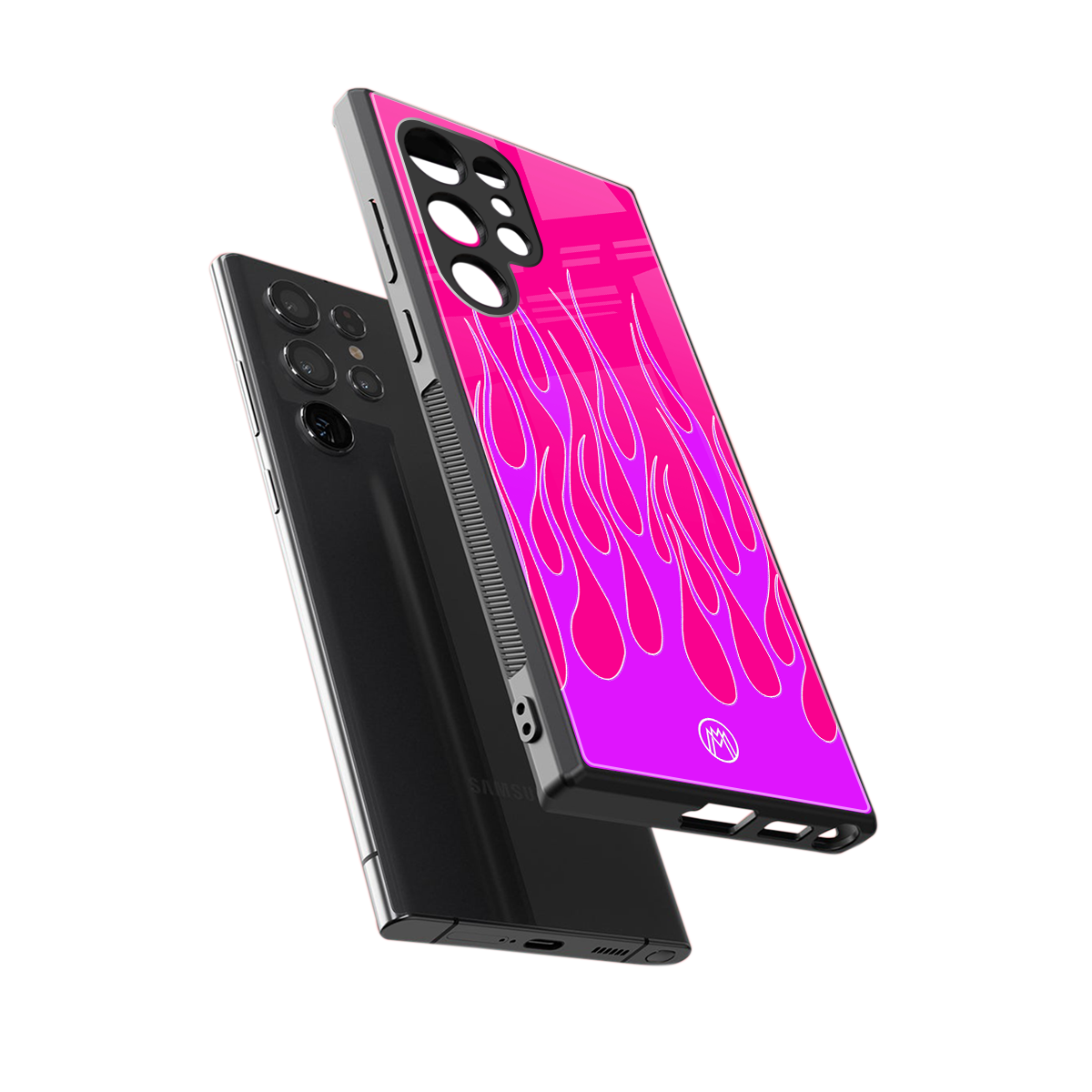 y2k hot pink flames back phone cover | glass case for samsung galaxy s23 ultra