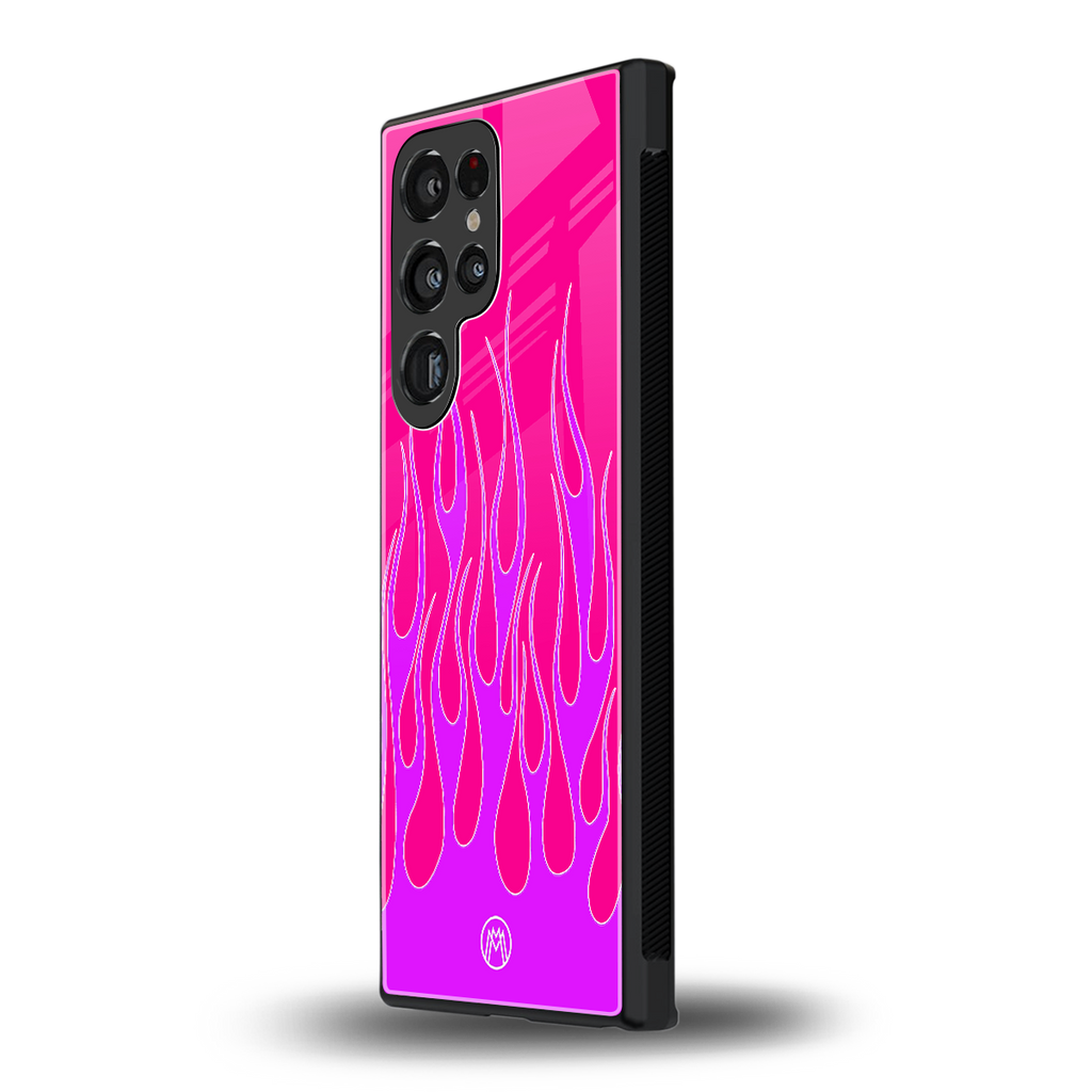 y2k hot pink flames back phone cover | glass case for samsung galaxy s23 ultra