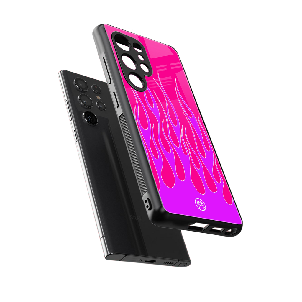 y2k hot pink flames back phone cover | glass case for samsung galaxy s25 ultra