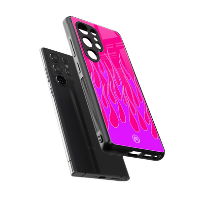 y2k hot pink flames back phone cover | glass case for samsung galaxy s25 ultra