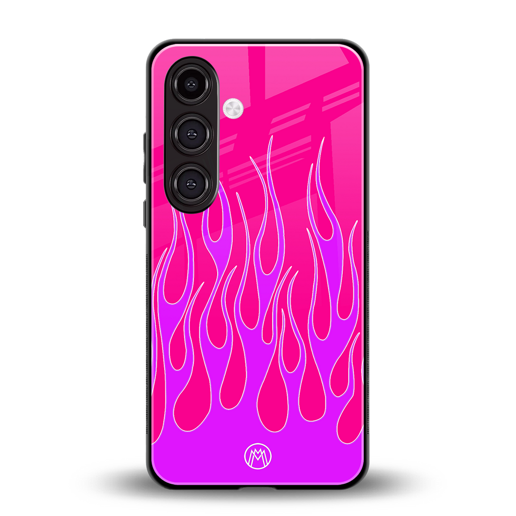 y2k hot pink flames back phone cover | glass case for samsung galaxy s24