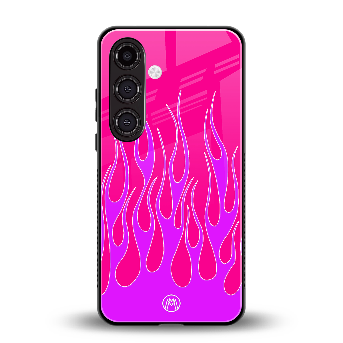 y2k hot pink flames back phone cover | glass case for samsung galaxy s23