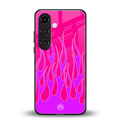 y2k hot pink flames back phone cover | glass case for samsung galaxy s23