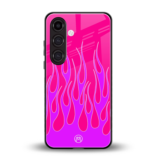 y2k hot pink flames back phone cover | glass case for samsung galaxy s23