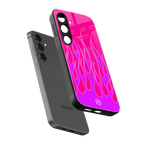 y2k hot pink flames back phone cover | glass case for samsung galaxy s24 plus