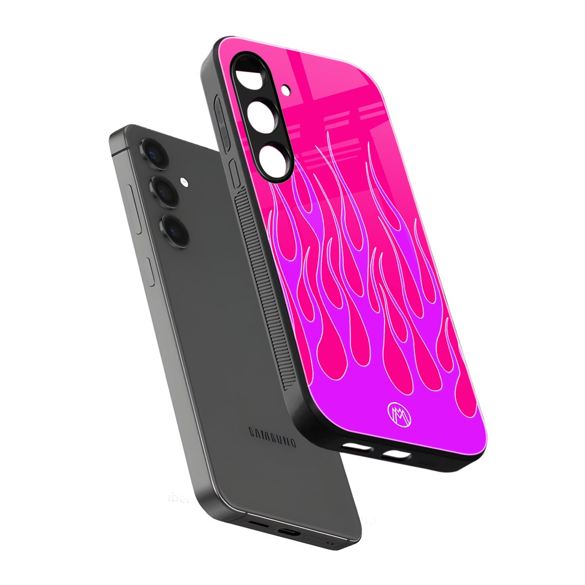 y2k hot pink flames back phone cover | glass case for samsung galaxy s23
