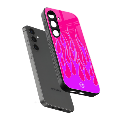 y2k hot pink flames back phone cover | glass case for samsung galaxy s23