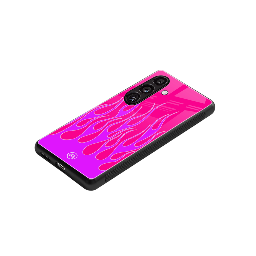 y2k hot pink flames back phone cover | glass case for samsung galaxy s24 plus