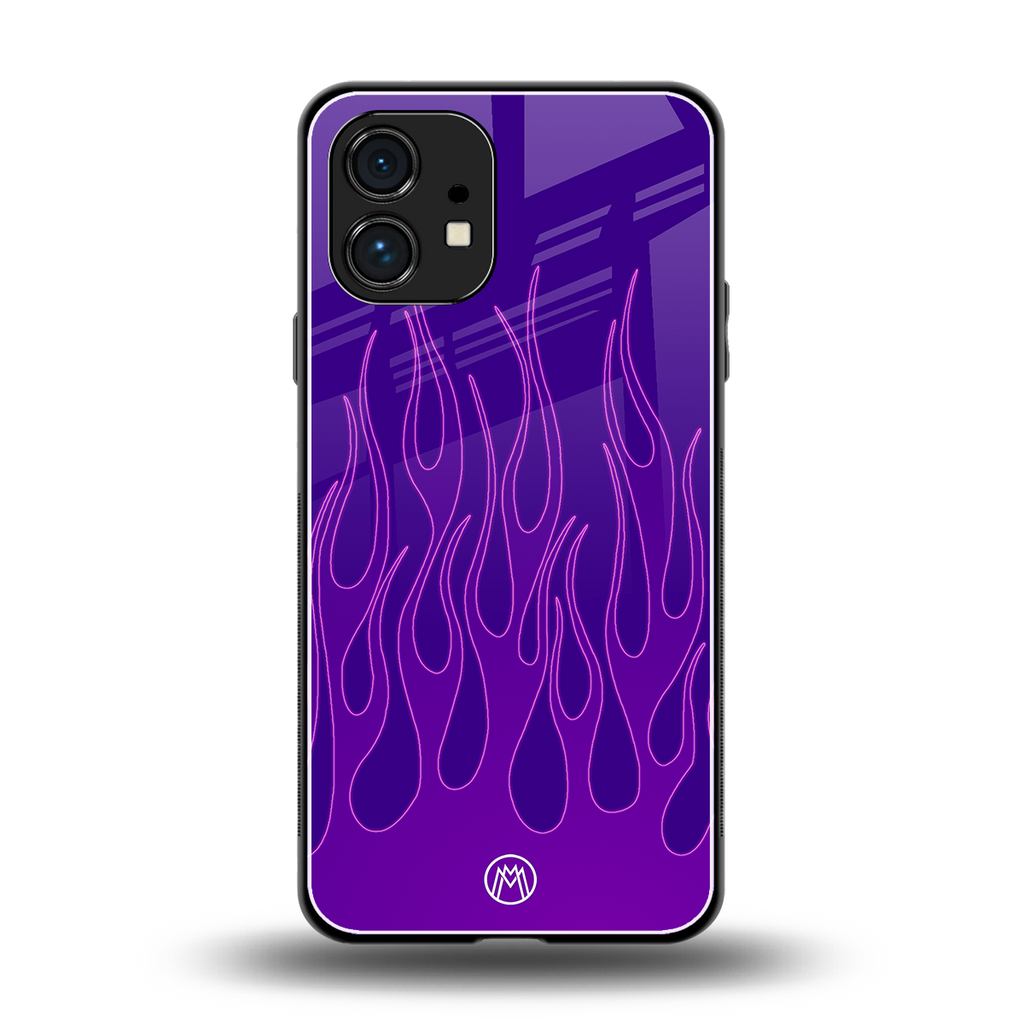 y2k magenta flames back phone cover | glass case for nothing phone 1