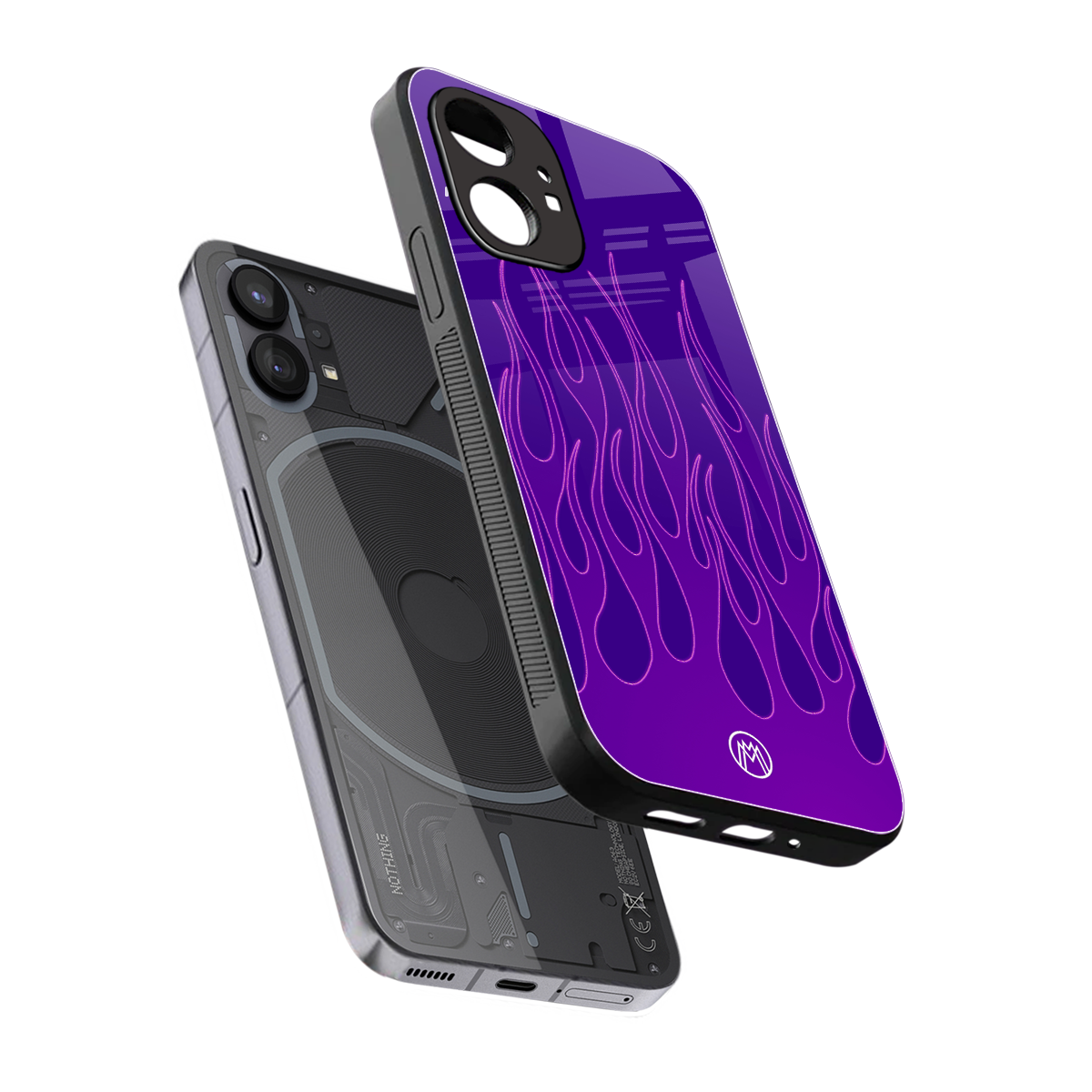 y2k magenta flames back phone cover | glass case for nothing phone 1