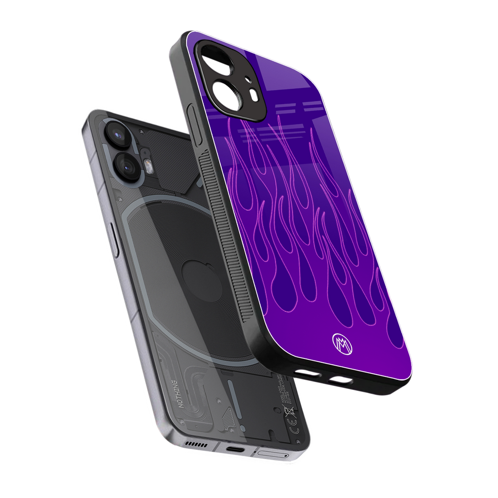 y2k magenta flames back phone cover | glass case for nothing phone 2