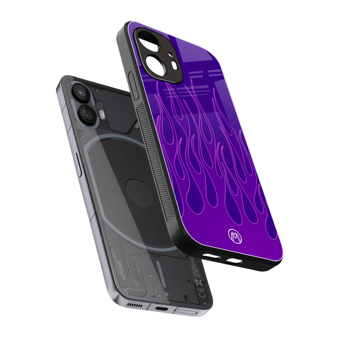y2k magenta flames back phone cover | glass case for nothing phone 2