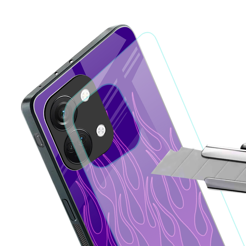 y2k magenta flames back phone cover | glass case for oneplus nord 3