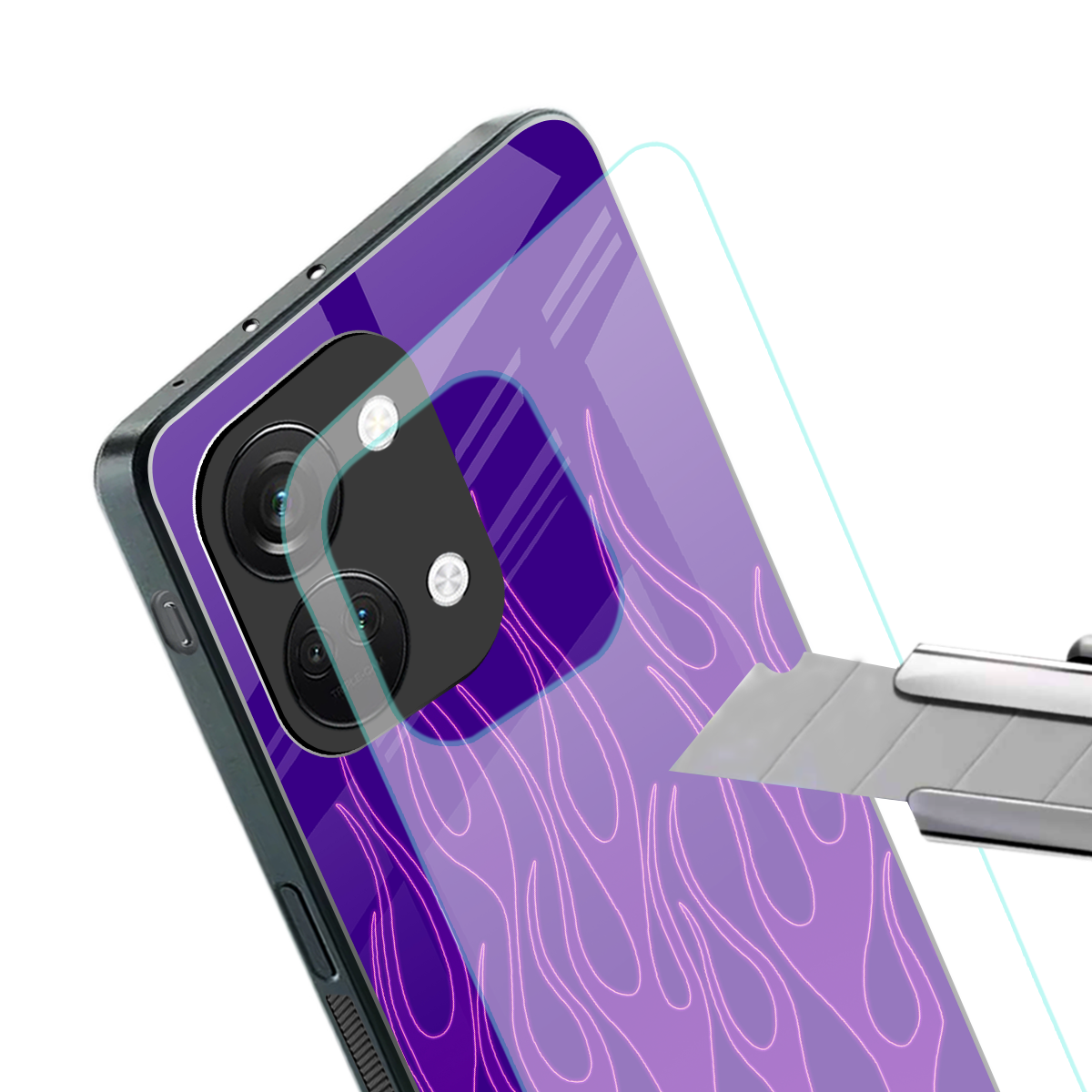 y2k magenta flames back phone cover | glass case for oneplus nord 3