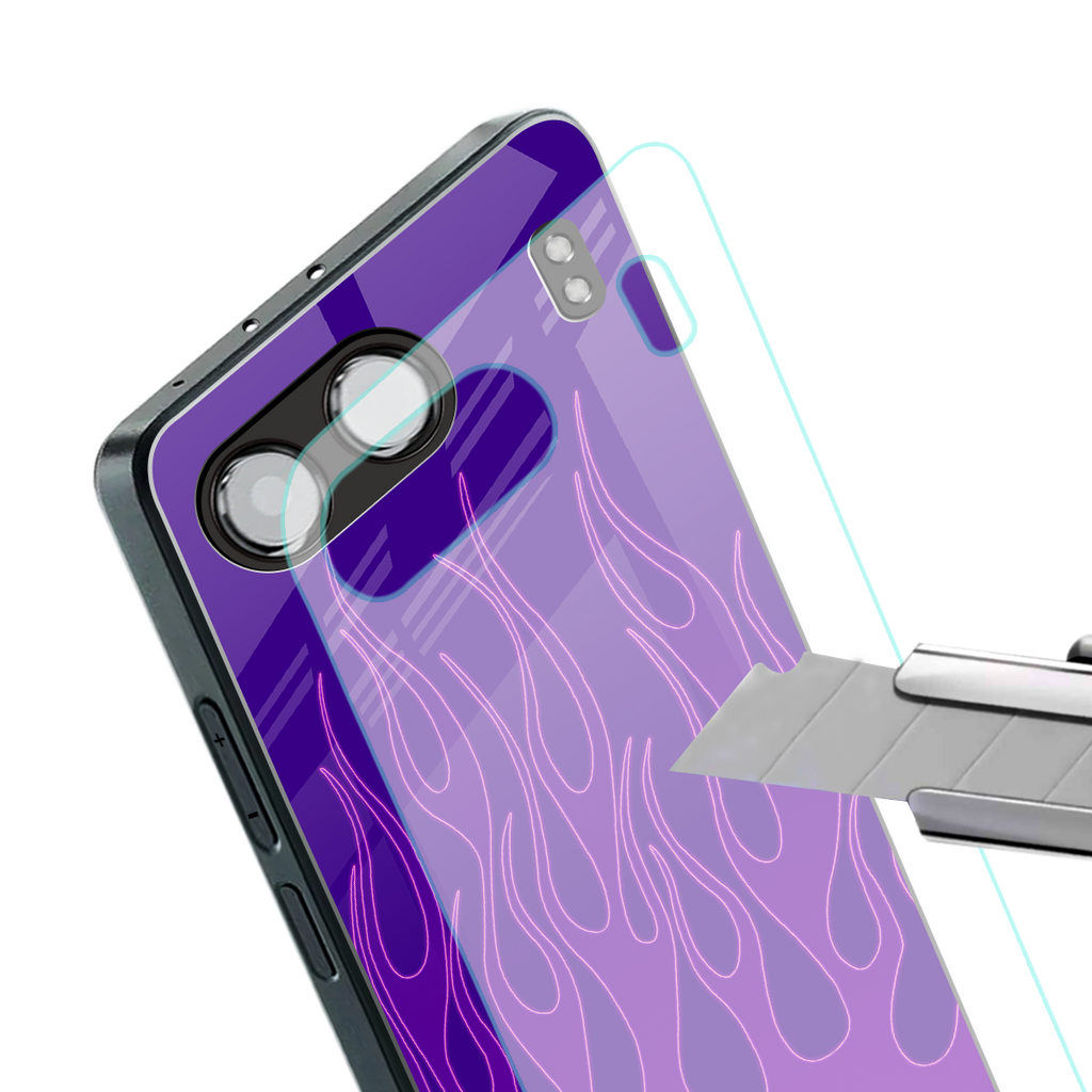 y2k magenta flames back phone cover | glass case for oneplus nord 4