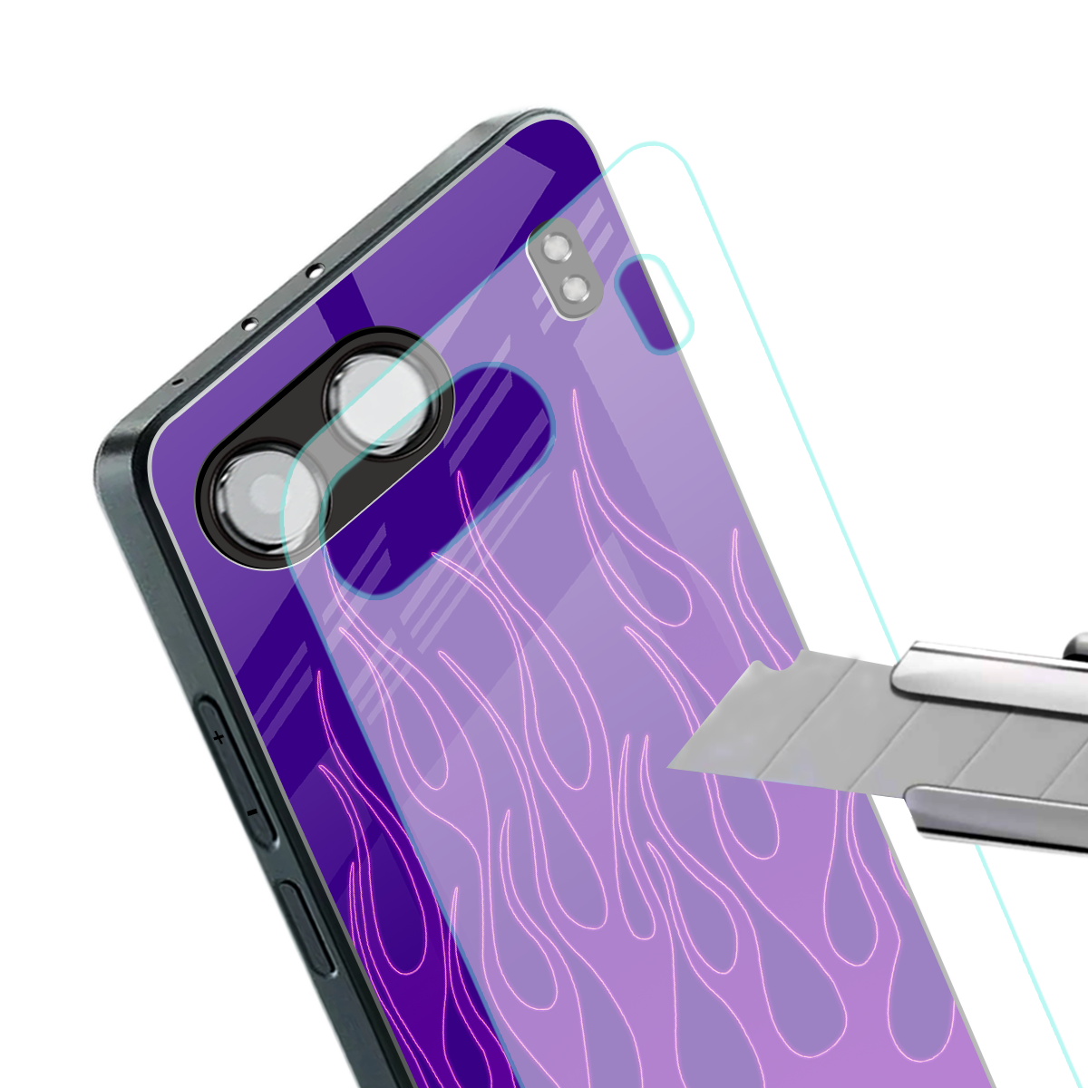 y2k magenta flames back phone cover | glass case for oneplus nord 4