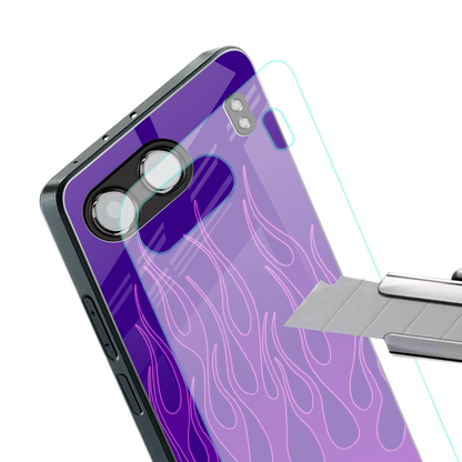 y2k magenta flames back phone cover | glass case for oneplus nord 4