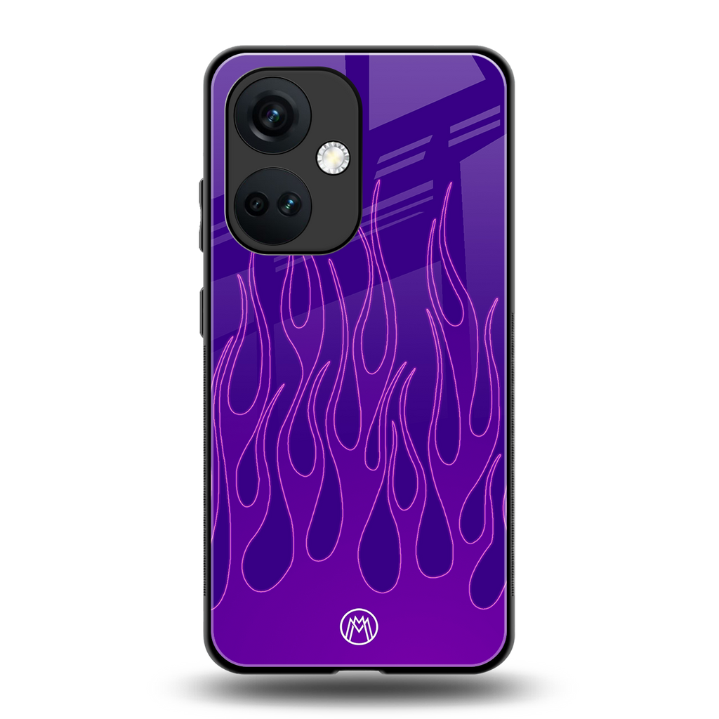y2k magenta flames back phone cover | glass case for oneplus nord ce 3