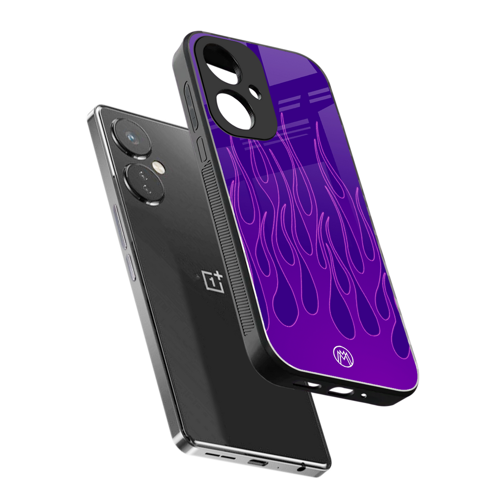 y2k magenta flames back phone cover | glass case for oneplus nord ce 3